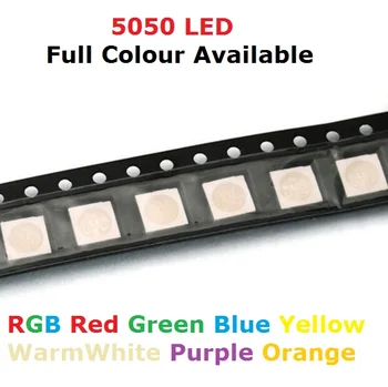 100шт SMD 5050 RGB Чип LED PLCC-6 Smd5050 LED Трехцветный 60mA DC 2V Красный Зеленый Синий светодиодный Светоизлучающий Диодный Светильник PCB SMT Бусины