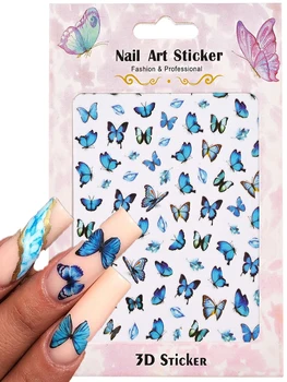 1шт 3D Наклейки для ногтей с бабочками, Роскошный Дизайн ногтей, Красочная Бабочка, Фруктовый Цветочный Слайдер для ногтей, Геометрические Аксессуары для дизайна ногтей TZ9