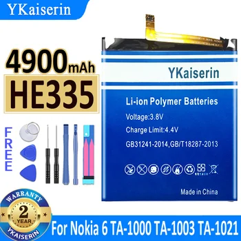 4900 мАч YKaiserin Батарея HE335 Для Nokia 6 Nokia6 N6 TA-1000 TA-1003 TA-1021 TA-1025 TA-1033 TA-1039 Bateria Бесплатные Инструменты