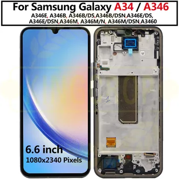 6,6 дюймов Оригинальный AMOLED Для Samsung Galaxy A34 5G A346B ЖК-дисплей С Сенсорным Экраном Дигитайзер В Сборе Для Samsung A346E A346U LCD