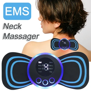 EMS растяжитель для шеи, электрический массажер, электронный пластырь для массажа шейки матки, 8-режимный массаж позвонков для снятия усталости, здравоохранение