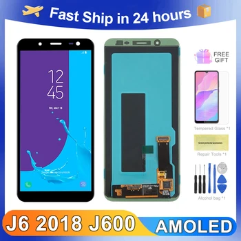 J600F AMOLED TFT для Samsung Galaxy J6 2018 J600 SM-J600G SM-J600F ЖК-дисплей с Цифровым Преобразователем Экрана В Сборе Запасные Части