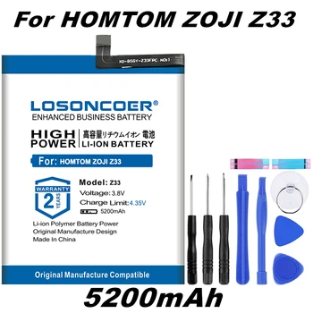 LOSONCOER 5200 мАч zoji Z33 Аккумулятор Хорошего Качества для HOMTOM ZOJI Z33 Батареи Для Смартфонов Смартфон IP68 Водонепроницаемый MT6739
