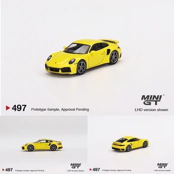 MINI GT 1: 64 911 Turbo S Racing Желтая Литая под давлением коллекция моделей автомобилей Diorama Миниатюрные игрушки Carros