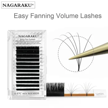 NAGARAKU Быстрая доставка Easy Fan Принадлежности для автоматического наращивания ресниц, раздача, быстрое цветение, Объем предварительно приклеенных ресниц