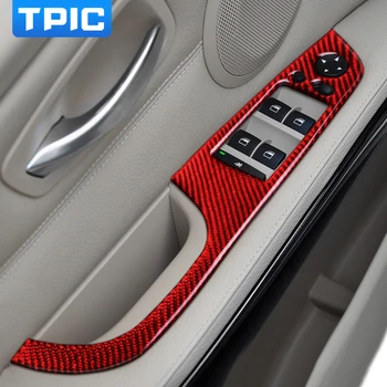 TPITPIC Наклейки Из Углеродного Волокна Для BMW E90 E92 E93 2005-2012 Переключатель Управления Стеклоподъемником Отделка Панели Подлокотника M Performance