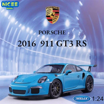 WELLY 1:24 2016 Porsche 911 GT3 RS High Simulation Литая под давлением модель автомобиля из металлического сплава, коллекция детских игрушек, подарки B59