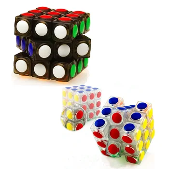 yongjun Прозрачный Волшебный куб 3x3 Скоростная игра-головоломка YJ Linggan Dot Design 3x3x3 Magic Cube