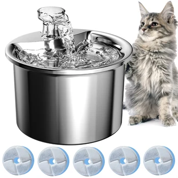 Автоматический фонтан для кошек Поилка для домашних животных с фильтром Инфракрасный датчик движения Диспенсер для воды Фонтан для кошек из нержавеющей стали