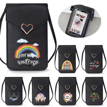 Брендовые дизайнерские сумки для телефона через плечо, женские сумки через плечо из искусственной кожи Rainbow Maitresse с сенсорным экраном, женские сумки через плечо