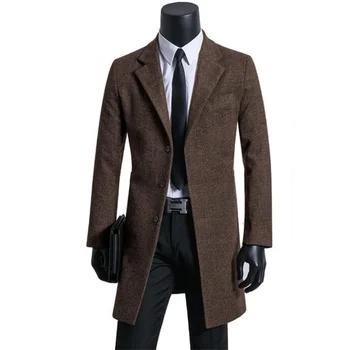 Брендовые молодежные шерстяные пальто, мужской повседневный костюм средней длины среднего возраста, светло-серый Casaco Winter Jaqueta Masculina Motoqueiro