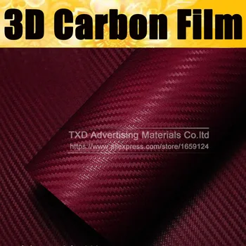 Высококачественная темно-красная 3D наклейка из углеродного волокна, карбоновая виниловая пленка для автомобиля, размер: 30X127 см/лот с бесплатной доставкой