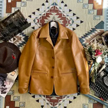 Головной слой из воловьей кожи лаконичная версия куртки brake member в стиле ретро-труппы, кожаные мужские весенне-осенние пальто