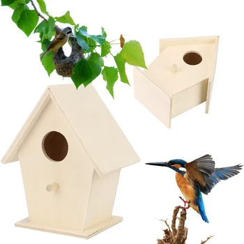 Деревянные птичьи клетки своими руками, дом с подвесной веревкой, украшение для домашнего садоводства, креативный птичий домик, Типы гнезд, настенные