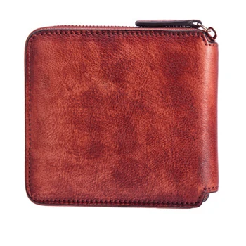 Женский мини-кошелек из натуральной кожи на молнии, удобный карман для денег, винтажная сумка для отдыха, женский двойной кошелек с несколькими картами, сумка-портмоне для монет