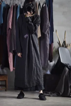 Женское винтажное платье Рами, женские однотонные халаты, женские свободные платья Рами, осенне-весеннее платье 2022