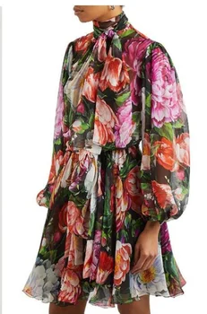 Женское летнее платье Arlenesain 2023 в новом стиле из натурального шелка с крупными цветами на заказ