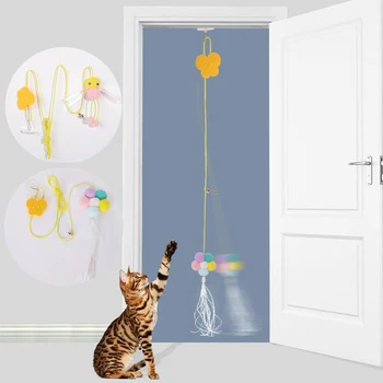 Интерактивная игрушка для домашних кошек, подвесная имитирующая кошачью игрушку, Забавная интерактивная игрушка для котенка, играющего в тизерную палочку, Игрушка для кошек