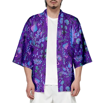 Кимоно Мужское и женское 2023 Японское традиционное Кимоно Кардиган с грибами, пляжная рубашка для косплея, Летние халаты