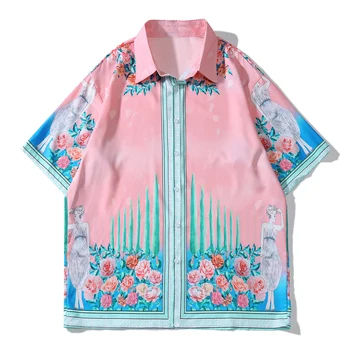 Кружевная Новая модная свободная блузка в стиле ретро в стиле харадзюку с коротким рукавом, топы, мужские летние хит продаж, Японская футболка для мужчин и женщин