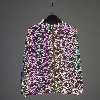 Летняя тонкая мужская Женская куртка, светоотражающие красочные пальто с длинным рукавом, Солнцезащитный крем, отражающий свет, Одежда, технологичная одежда Jaqueta Feminina