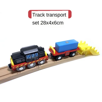 Магнитные поезда, сцена, тележка, инженерный транспортер, детская игрушка, подходящая для деревянных, совместимая с деревянными рельсами