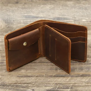 мужская кожаная сумка для денежных карт crazy Horse, кожаный бумажник в стиле ретро, прочный трехслойный кошелек первого слоя