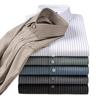 Мужская офисная деловая рубашка из бамбукового волокна, элегантная мужская рубашка с длинными рукавами и модным принтом, повседневная простая рубашка для мужчин
