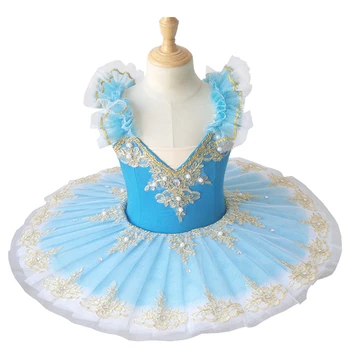 Новая синяя юбка-балерина для девочек, профессиональная пышная юбка-лебедь, платье-пачка 