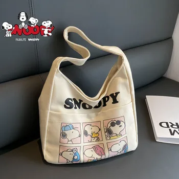 Новая сумка для пригородных поездок Spike Snoopy большой емкости Kawaii Anime Puppy, женская холщовая сумка для девочек, сумка-тоут для покупок на плечо, органайзер