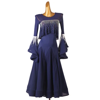 Новое платье для современных танцев Royal bkue, национальная стандартная одежда для танцев, платья для бальных танцев для женщин, костюмы для вальса