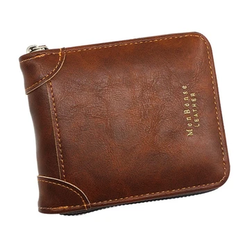 Портативный держатель кредитной карты на молнии, кошелек из искусственной кожи, портмоне для мужчин, сумка для мелочи, 517D