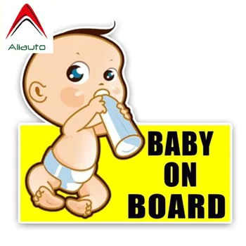 Предупреждающий знак Aliauto Автомобильная наклейка Lovely Baby on Board Decor Виниловая наклейка на царапины для Skoda Peugeot 207 Passat, 15см *14см