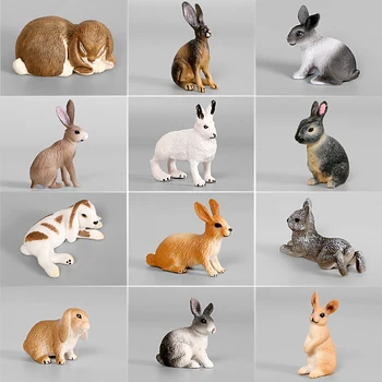 Реалистичные модели кроликов с ручной росписью, Вислоухий Арктический заяц, Карликовый кролик, пластиковая фигурка, фигурка, Милое украшение для детских игрушек