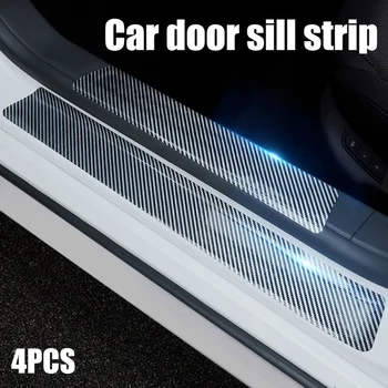 Светящаяся 5D лента из углеродного волокна на пороге автомобиля, Бампер для зеркала заднего вида, Противоударные полосы, Защитная пленка, автомобильные наклейки
