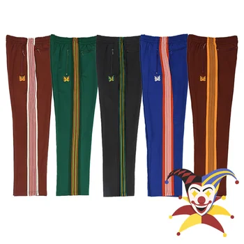Спортивные штаны AWGE Needles для мужчин и женщин, брюки с вышивкой в виде бабочки, брюки в полоску