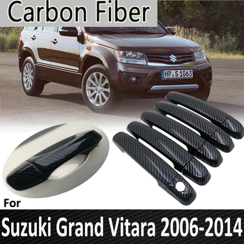Черное углеродное волокно для Suzuki Grand Vitara Grand Nomade Escudo 2006 ~ 2014 2010 2011 2012 2013 Крышка дверной ручки Автомобильные аксессуары
