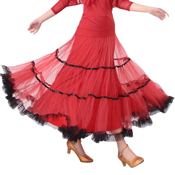 Юбка для бальных танцев, Длинная, с широким подолом, Элегантная Современная танцевальная Макси-юбка, Женские сценические костюмы для занятий фламенко, латинским танго.